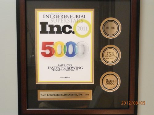 Sain Engineering Associates Named to 2011 Inc. Magazine Fastest Growing Companies